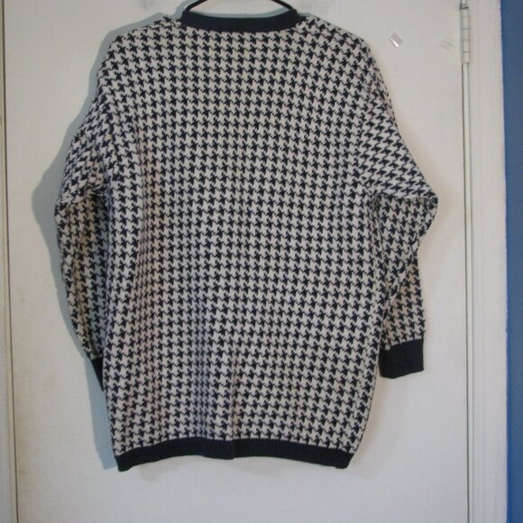 Liz Sport Button Up Cardigan Small Oversized Blue & White 100% Cotton Comfy - Picture 4 of 4